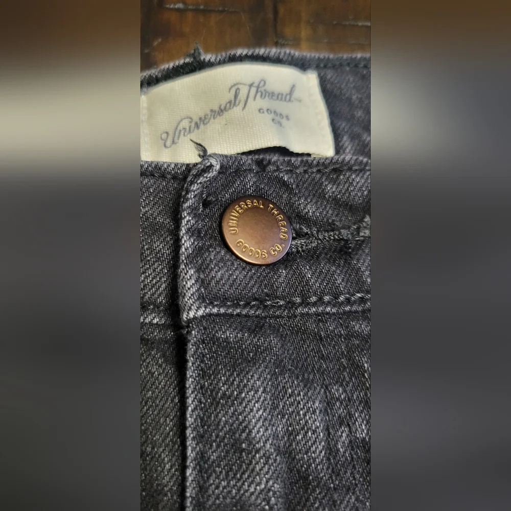 UNIVERSAL THREAD BLACK DARK WASH DENIM MIDI SKIRT W/ SLIT  Size 6 - Picture 6 of 7